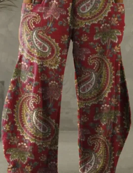 Women’s Vintage Paisley Print Loose Pants