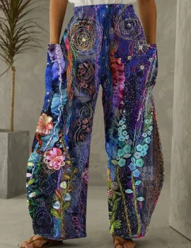 Women’s Flowers Print Loose Pants