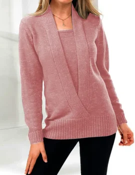 V-neck Casual Warm 2-in-1 Tunic Sweater