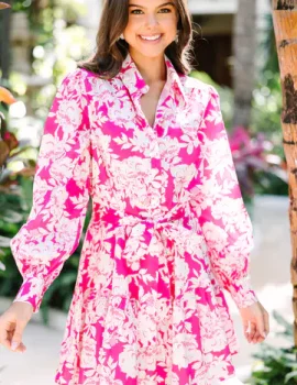 All Love Fuchsia Pink Floral Dress