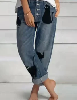 Loose Casual Denim Straight Leg Pants