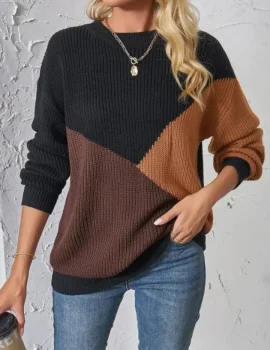 Color Block Drop Shoulder Sweater