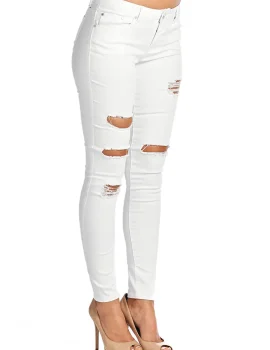 DP9845 Distressed White Jeans