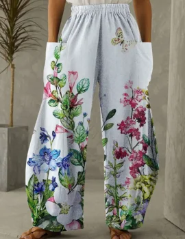 Women’s Flowers Print Loose Pants