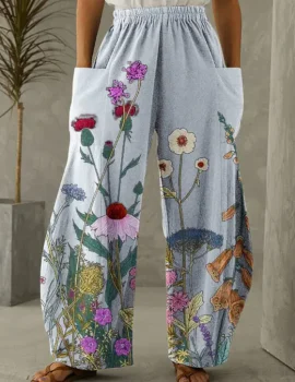 Women’s Flowers Print Loose Pants