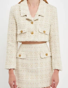 Premium Cropped Tweed Jacket