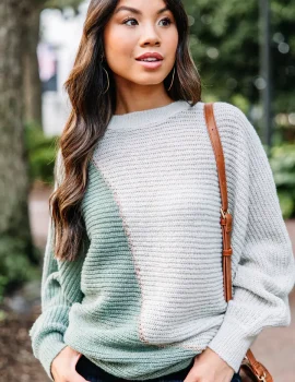 Perfect Vision Sage Green Colorblock Sweater