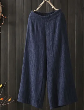 Elastic Waist Plain Wide Leg Pants