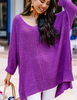 Don’t Waste A Moment Purple Oversized Sweater