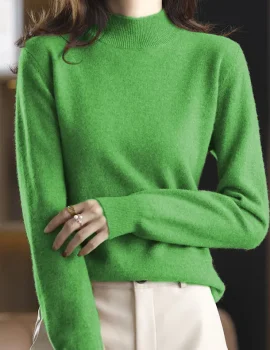 Solid Half Turtleneck Thickened Knit Sweater