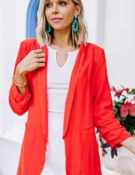 Live Your Dreams Red Linen Blazer