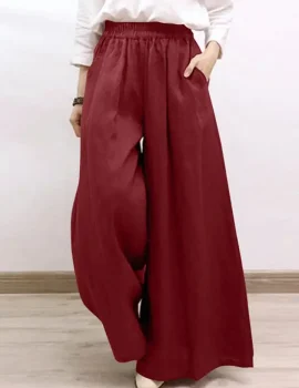 Fashion Solid Color High Waisted Wide Leg Pants