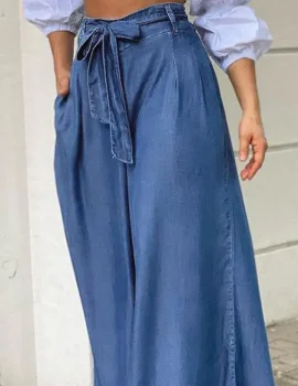 Elegant Tie High Waisted Wide-leg Pants