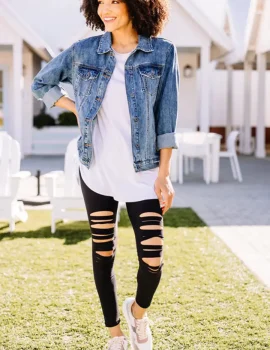 Make The Adjustments Black Distressed Leggings