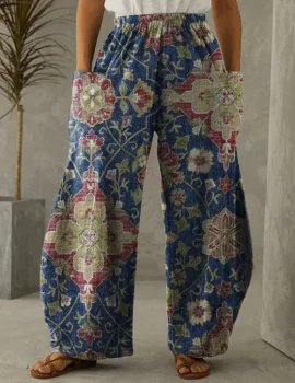 Women’s Vintage Floral Print Loose Pants