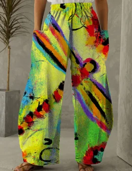 Women’s Dragonfly Print Loose Pants