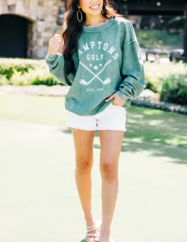 Hamptons Golf Green Corded Graphic Sweatshirt