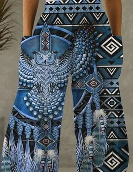 Tribal Style Owl Pattern Elastic Pants