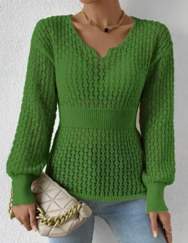 Pointelle Knit Drop Shoulder Sweater