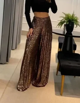 Women’s Sequins Wide Leg Pants