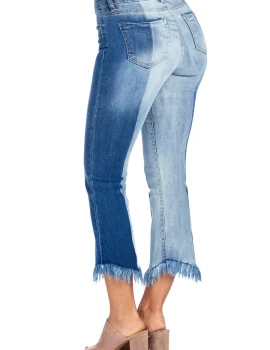 DP9947 Two Tone Wash Fringed Denim Jeans