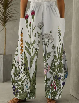 Women’s Flowers Print Loose Pants