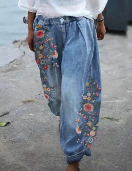 Floral Pattern Wide Leg Elastic Pants