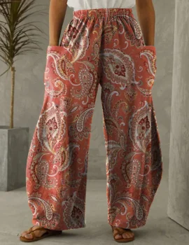 Women’s Vintage Paisley Print Loose Pants