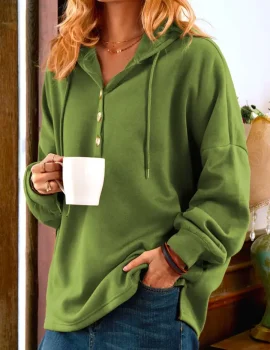 Long Sleeve Buttoned Sweatshirts