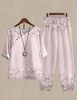 Linen Casual Women’s Floral Print Two Pieces Set