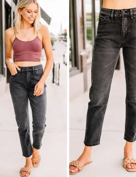 KanCan: Remember It Well Washed Black High Rise Cropped Jeans