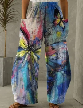 Women’s Butterfly Print Loose Pants