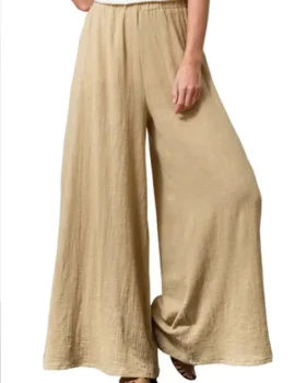 Ruffle Trim Wide Leg Pants