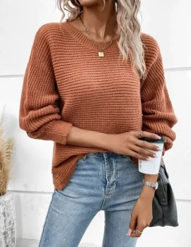 Casual Button Cotton Sleeve Sweater