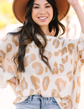 Meet You There Mocha Brown Leopard Sweater