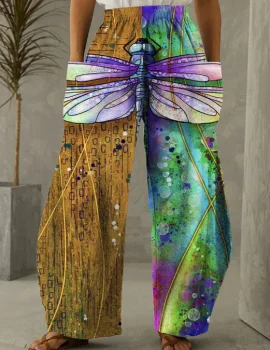 Women’s Dragonfly Print Loose Pants