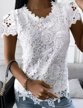 summer new lace shirt short sleeve top