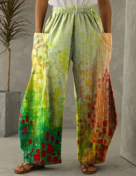 Women’s Vintage Floral Print Loose Pants