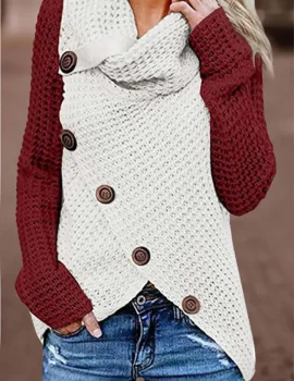 Plain Knitted Turtleneck Casual Sweater