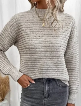 Mock Neck Drop Shoulder Sweater