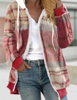 Christmas Plaid Casual Cashmere Cotton Jacket