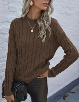 Cable Knit Drop Shoulder Sweater