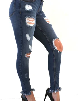 Ci Sono Ripped Fringe Denim Jeans