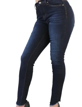 DP9943 CiSono Dark Denim Jeans W/ Angle Fringe Ankle