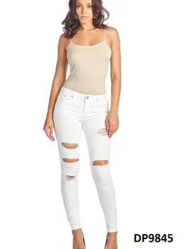 DP9845 Distressed White Jeans