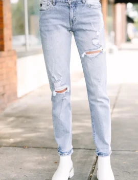 KanCan: Talk About It Light Wash Boyfriend Jeans