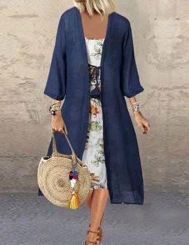 Loose Casual Ethnic Print Two Piece Midi Dress