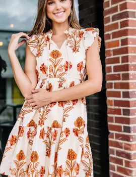 Just That Simple Cream White Floral Dress