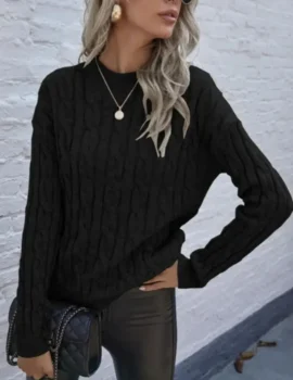 Cable Knit Drop Shoulder Sweater