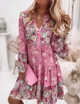 Women’s Dresses Flower Trumpet Long Sleeve Cake Dress